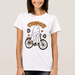 Cycopath Halloween Ghost på Orange Bicycle T Shirt