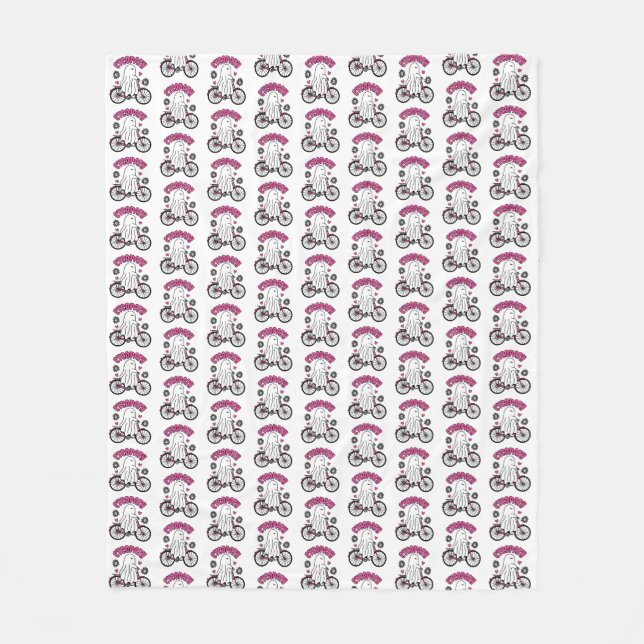 Cycopath Halloween Ghost på Rosa Bicycle Fleecefilt (Framsidan)