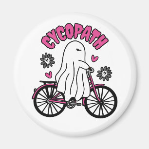 Cycopath Halloween Ghost på Rosa Bicycle Magnet