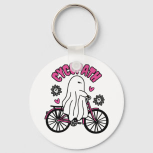 Cycopath Halloween Ghost på Rosa Bicycle Nyckelring