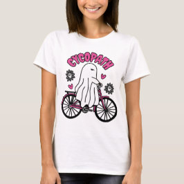 Cycopath Halloween Ghost på Rosa Bicycle T Shirt