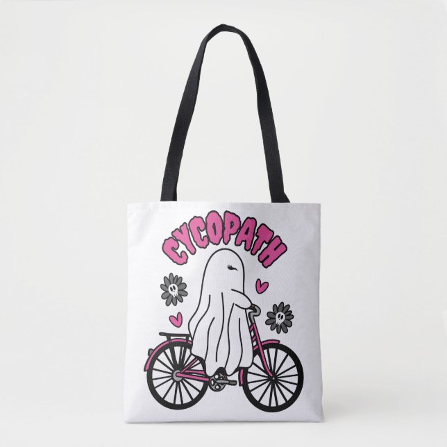 Cycopath Halloween Ghost på Rosa Bicycle Tygkasse (Framsida)