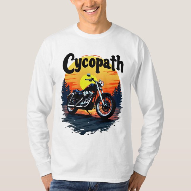 Cycopath Underbarare Biker Tee med solnedgång graf (Framsida)