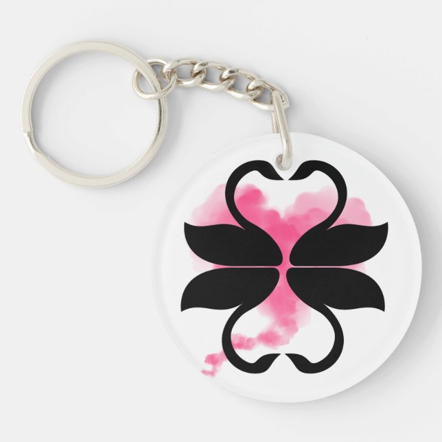 Cygnes amour Porte-clés en acrylique (Framsidan)