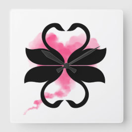 Cygnes Nuage Love Horloge en Acrylique Fyrkantig Klocka