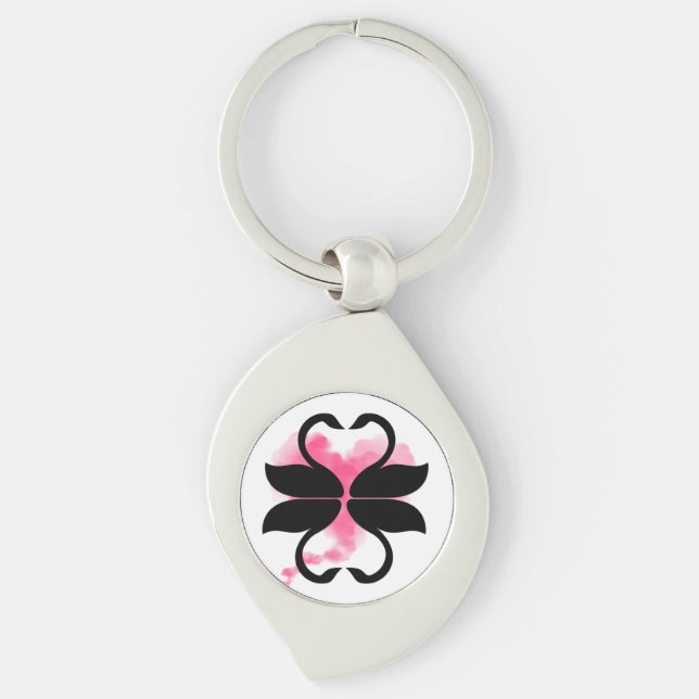 Cygnes Porte-clé en métal Swirl Silverfärgad Nyckelring (Framsidan)