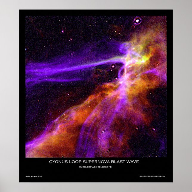 Cygnus Loop Supernova Blast Wave Poster från rymde (Framsidan)