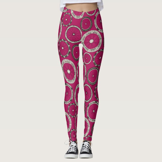 Cyhjul rosa leggings (Framsida)