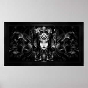 Cyiria Queen of the Mörk Realm Fractal Porträtt Poster