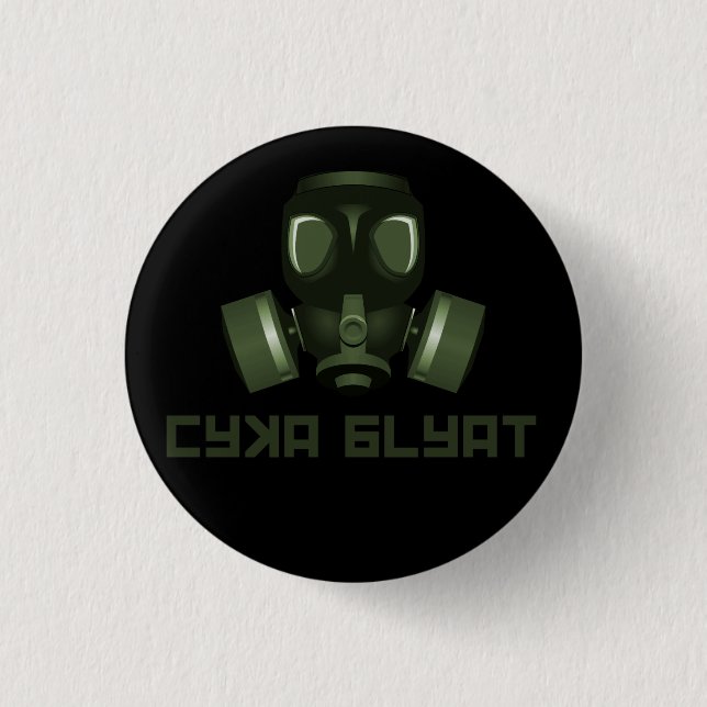 Cyka Blyat, Stalker gasmask och citat Knapp (Framsida)