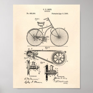 Cykel 1890 Patentkonst - gammal peper Poster