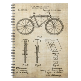 Cykel 1896 Patenttryck Anteckningsbok Med Spiral