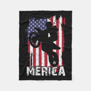 Cykel amerikansk flagga Merica motocross 4 juli po Fleecefilt