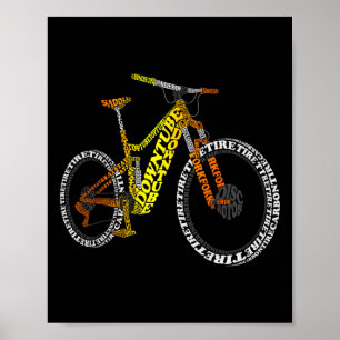 Cykel Anatomi Mountain Bike Mtb Delar Rolig Cykel Poster