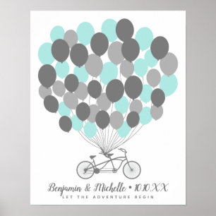 Cykel & Ballonger Gästbok Poster - 50 rutor
