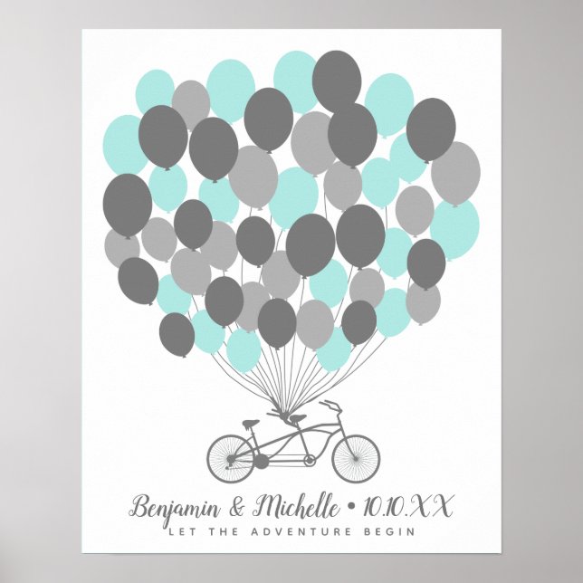 Cykel & Ballonger Gästbok Poster - 50 rutor (Framsidan)