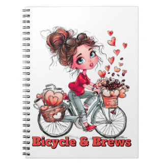 Cykel & Bryggor Söt Kaffetjej Spiralanteckningsbok Anteckningsbok