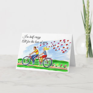 Cykel byggd för två Alla hjärtans dag postkort Kort