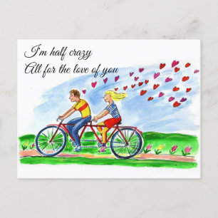 Cykel Byggt för två Valentine Kärlek Vykort