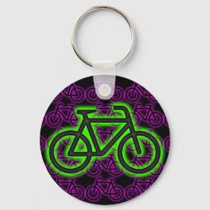 Cykel cykel, neon, grönt, rosa, lilor nyckelring