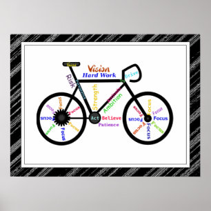 Cykel, cykelsport, Motivational ord & randar Poster