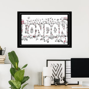 Cykel Cyklar runt London Linje Konst Poster