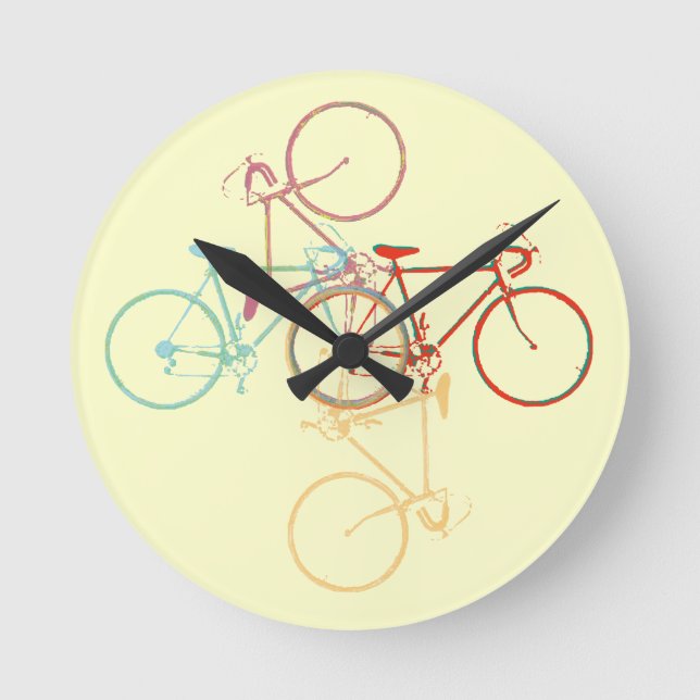 Cykel - cykling mönster rund klocka (Framsida)