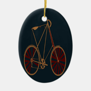 Cykel för blått för vintagecykelold school röd julgransprydnad keramik