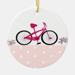 Cykel för en bot - Rosa cykel Julgransprydnad Keramik