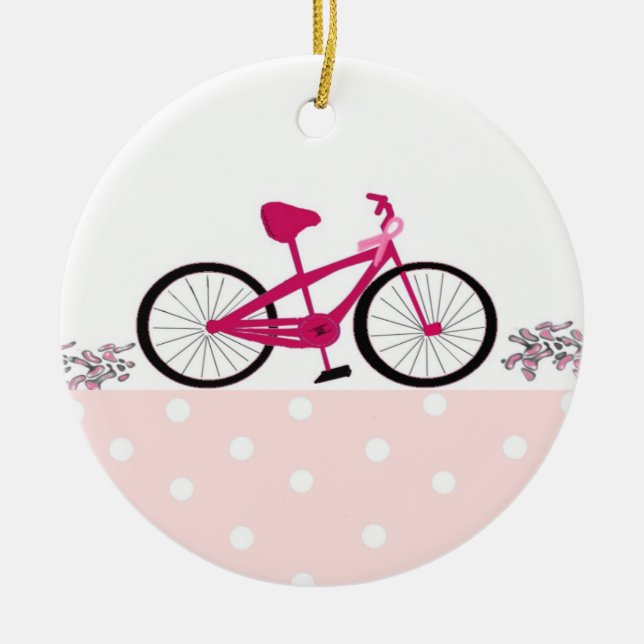 Cykel för en bot - Rosa cykel Julgransprydnad Keramik (Framsidan)