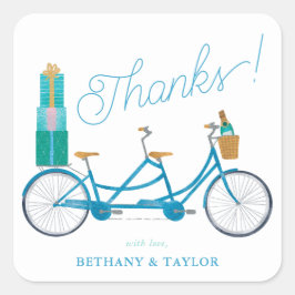 Cykel för två akvarell tandem cykel fyrkantigt klistermärke