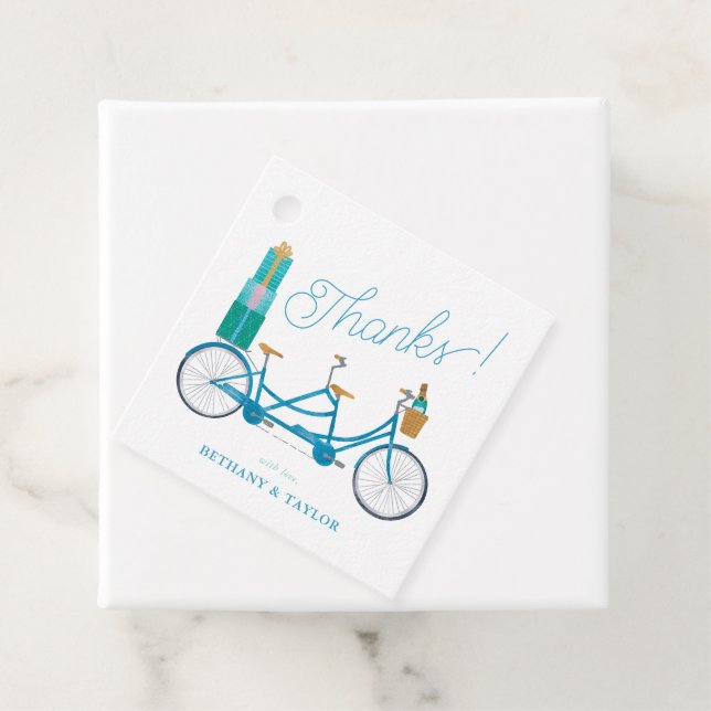 Cykel för två akvarell tandem cykel gåvor etiketter (På plats)