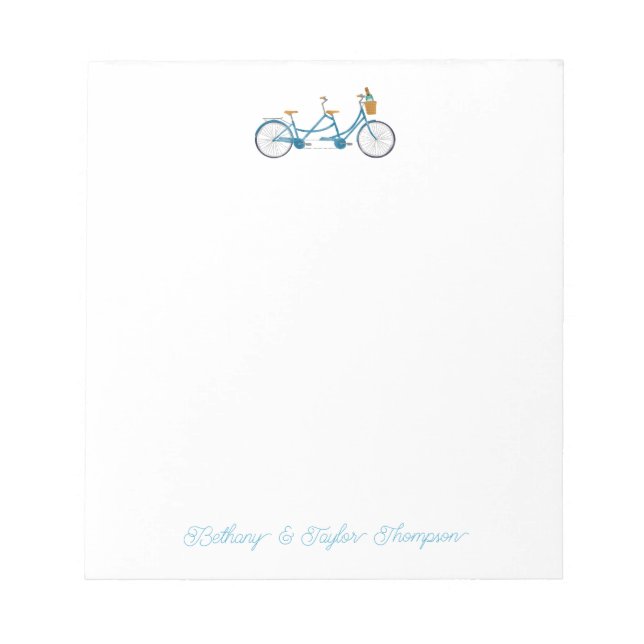 Cykel för två vattenfärger Tandem Bike & Namn Anteckningsblock (Framsida)