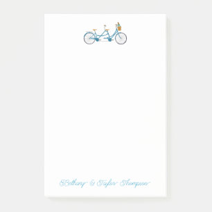 Cykel för två vattenfärger Tandem Bike & Namn Post-it Block