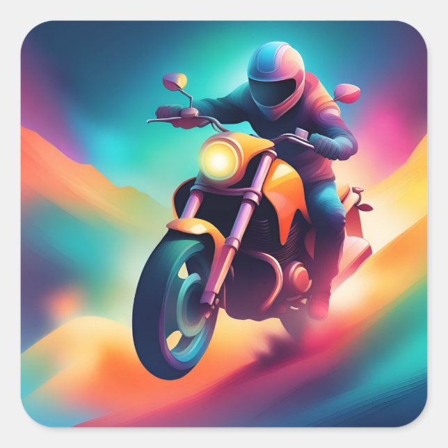 cykel fyrkantigt klistermärke (Framsida)