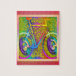 Cykel i levande Färg Puzzle Pussel