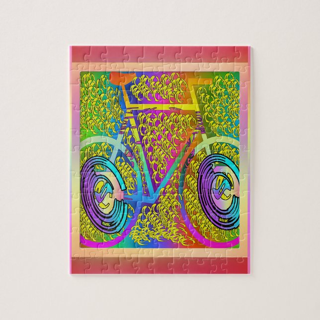 Cykel i levande Färg Puzzle Pussel (Vertikal)
