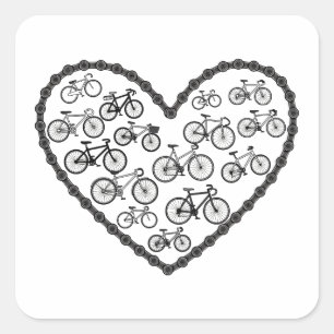 Cykel Kärlek Fyrkantigt Klistermärke