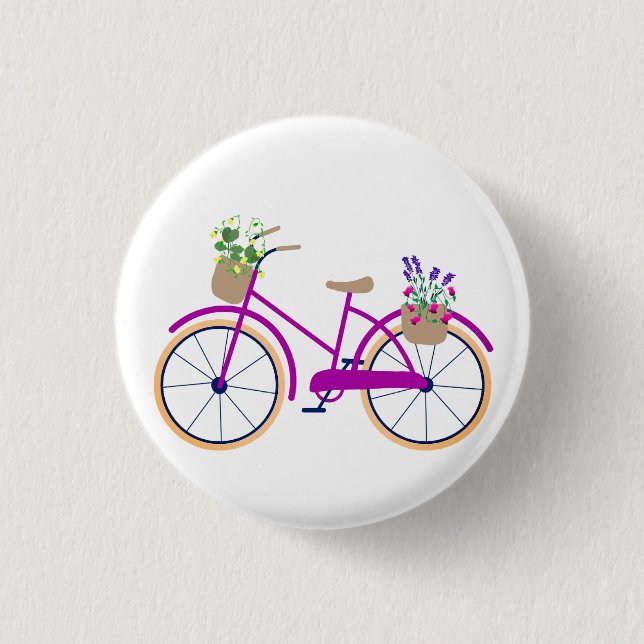 Cykel, Korg, Blommor Knapp (Framsida)