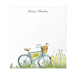 Cykel med Basket i blommor Anteckningsblock