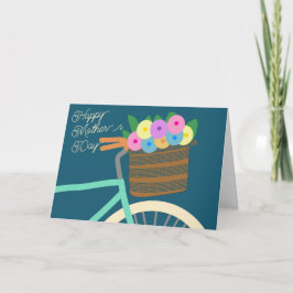 Cykel med Basket i Blommor Mors dag Kort
