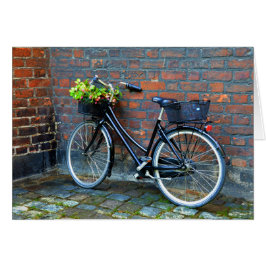 Cykel med blomma Basket, Köpenhamn, tomt kort