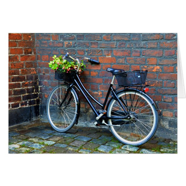 Cykel med blomma Basket, Köpenhamn, tomt kort (Framsidan Horizontal)