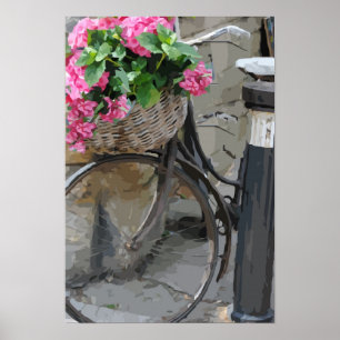 Cykel med blommaaffischen poster