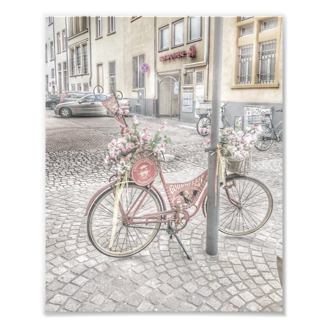 Cykel med blommor fototryck (Framsidan)