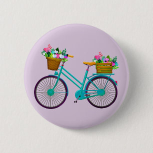 Cykel med blommor i Basket Bike Knapp
