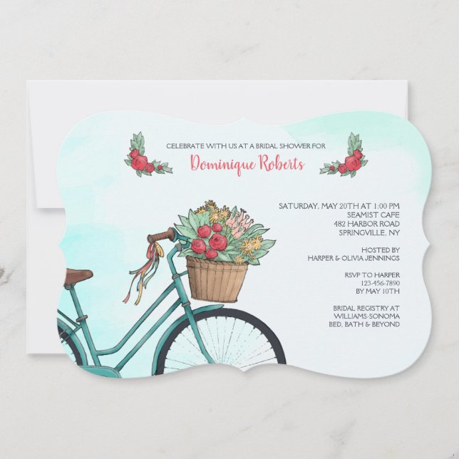 Cykel med blommor inbjudan (Framsida)