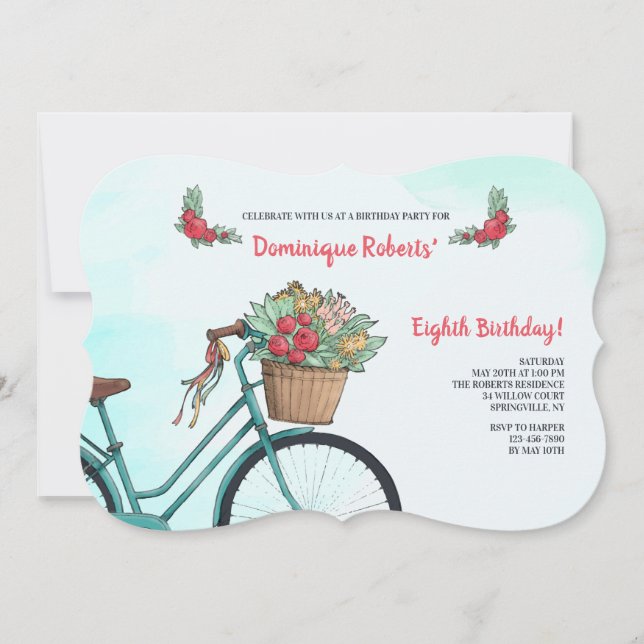 Cykel med blommor inbjudan (Framsida)