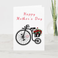 Cykel med blommor Mors dag-kort