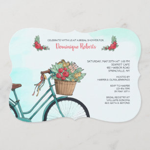 Cykel med blomsterinbjudan inbjudningar